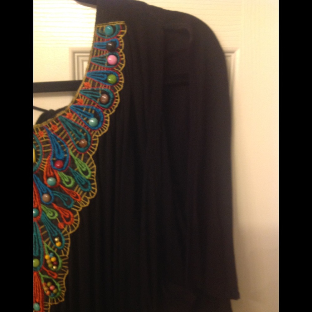Black beaded Cold-Shoulder Dolman XL Top - Picture 6 of 7